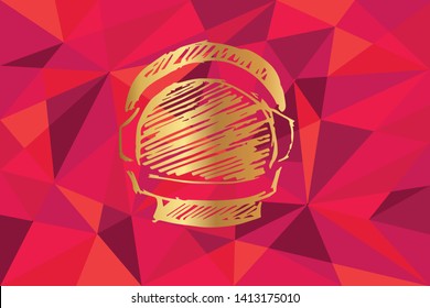 Vector Illustration of Astronaut Icon with Red Polygon and Geometric. Graphic Design for Template, Layout, Background, Poster and More.