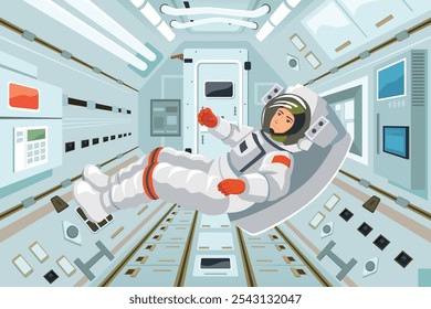 Ilustração vetorial de Astronauta no ônibus espacial