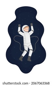 Vector illustration of an astronaut isolated on a black background. Concept of space. 