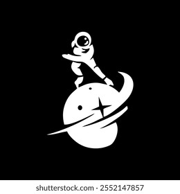 Vector illustration of Astronaut Logo Design vector. Negative space logo.Eps 10