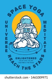 Vector illustration of an astronaut meditate with yoga position 