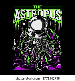 Vector illustration of astronaut octopus