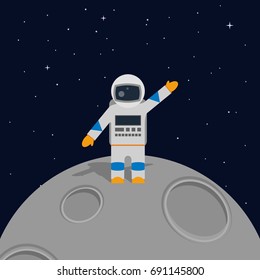 Vector illustration. Astronaut on the planet in space. The icon.