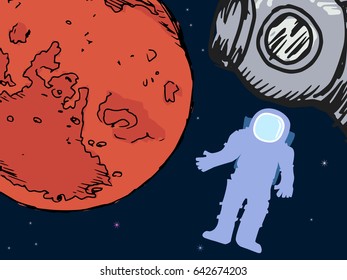 vector illustration of astronaut in outer space