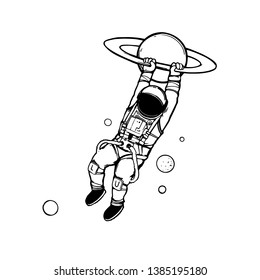 Vector illustration - Astronaut and planets
