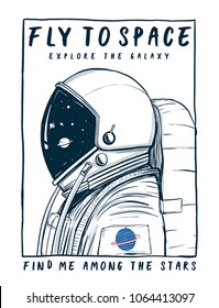 Vector illustration of astronaut in space, for t-shirt prints and other uses.