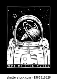 Vector illustration of astronaut in space, for t-shirt prints and other uses.