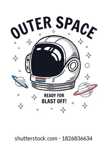 Vector illustration of astronaut in space, for t-shirt prints, posters, and other uses.