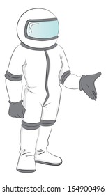 Vector illustration of astronaut in spacesuit.