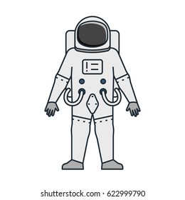 Vector illustration of an astronaut in spacesuit on white background. Space topic.