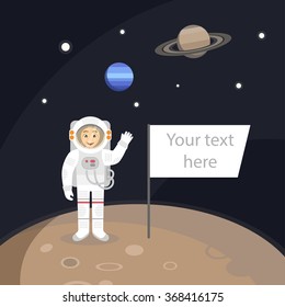 Vector illustration of astronaut standing on the planet