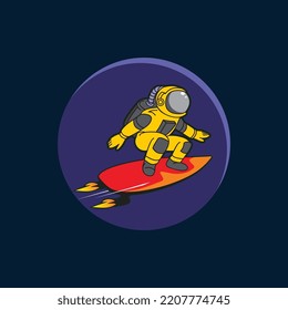 Vektorgrafik eines Astronauten, der im Weltraum surft