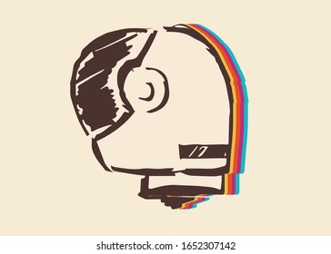 Vector Illustration of Astronaut with Vintage Rainbow Style. This Is Good For Poster, Background and Shirt Design.