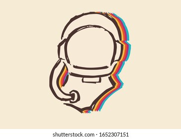Vector Illustration of Astronaut with Vintage Rainbow Style. This Is Good For Poster, Background and Shirt Design.