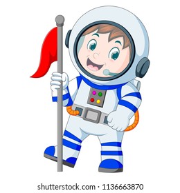 vector illustration of Astronaut in white spacesuit on white background