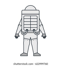 Vector illustration of an astronaut's back in spacesuit on white background. Space topic.