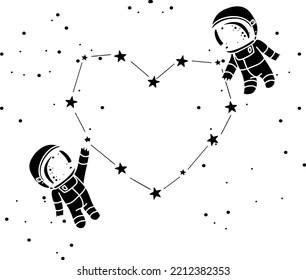 Vektorgrafik-Astronauten mit Herzen