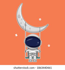 Ilustración vectorial de astronautas con luna, puede ser usada de acuerdo a sus necesidades de marca y demás.