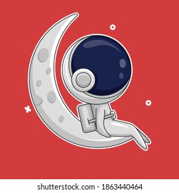 Vector illustration of astronauts with the moon, can be used according to your brand needs and so on.