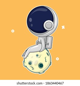 Vector illustration of astronauts with the moon, can be used according to your brand needs and so on.