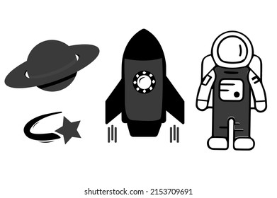 vector illustration of astronomical assets  isolated on white background.