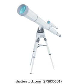 Vector illustration of astronomical telescope with tripod for observing stars day and night.