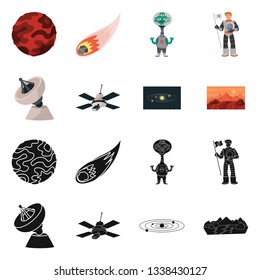 Vector illustration of astronomy and technology  icon. Set of astronomy and sky stock symbol for web.