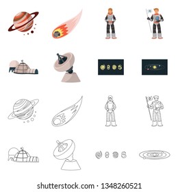 Vector illustration of astronomy and technology  icon. Set of astronomy and sky stock vector illustration.