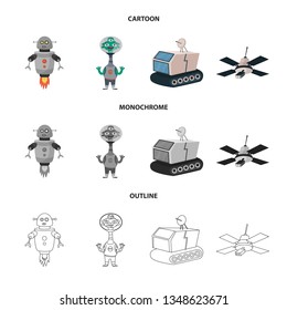 Vector illustration of astronomy and technology  icon. Set of astronomy and sky vector icon for stock.