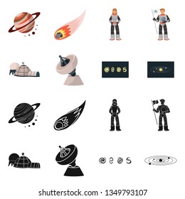 Vector illustration of astronomy and technology  icon. Collection of astronomy and sky vector icon for stock.