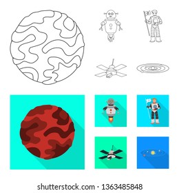 Vector illustration of astronomy and technology  icon. Set of astronomy and sky stock symbol for web.