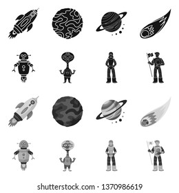 Vector illustration of astronomy and technology  icon. Collection of astronomy and sky stock symbol for web.