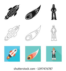 Vector illustration  astronomy and technology  icon. Set  astronomy and sky stock vector illustration.