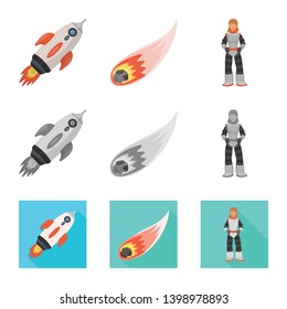 Vector illustration of astronomy and technology  icon. Set of astronomy and sky vector icon for stock.