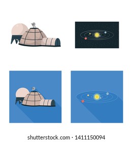 Vector illustration of astronomy and technology  icon. Set of astronomy and sky stock symbol for web.