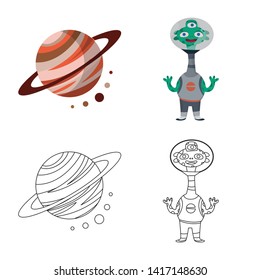Vector illustration of astronomy and technology  icon. Set of astronomy and sky stock symbol for web.