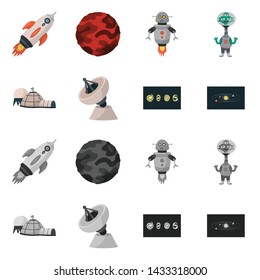 Vector illustration of astronomy and technology icon. Set of astronomy and sky stock vector illustration.