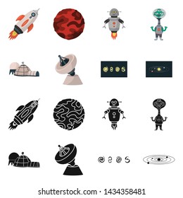 Vector illustration of astronomy and technology icon. Set of astronomy and sky vector icon for stock.