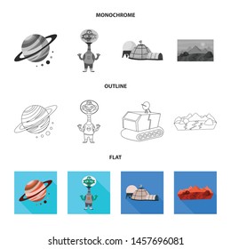 Vector illustration of astronomy and technology icon. Set of astronomy and sky vector icon for stock.