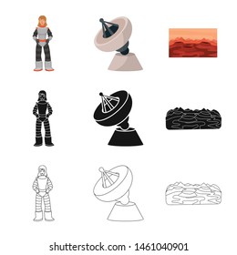 Vector illustration of astronomy and technology icon. Set of astronomy and sky stock symbol for web.