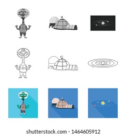 Vector illustration of astronomy and technology icon. Collection of astronomy and sky vector icon for stock.