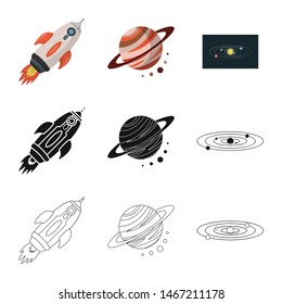 Vector illustration of astronomy and technology icon. Collection of astronomy and sky stock vector illustration.