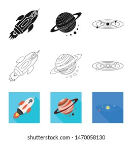 Vector illustration of astronomy and technology icon. Set of astronomy and sky stock vector illustration.