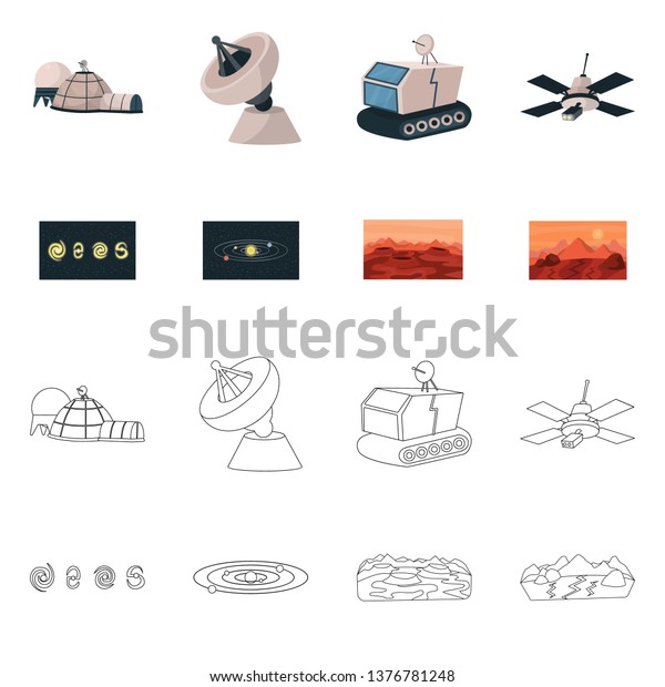 Vector\
illustration of astronomy and technology  icon. Collection of\
astronomy and sky stock symbol for\
web.