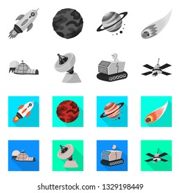 Vector illustration of astronomy and technology  logo. Set of astronomy and sky vector icon for stock.