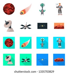 Vector illustration of astronomy and technology  logo. Collection of astronomy and sky stock symbol for web.