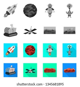 Vector illustration of astronomy and technology  logo. Set of astronomy and sky stock symbol for web.