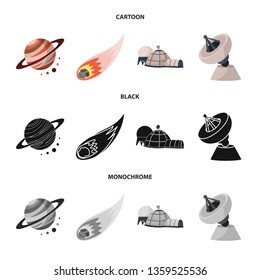 Vector illustration of astronomy and technology  logo. Set of astronomy and sky stock vector illustration.
