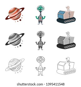 Vector illustration of astronomy and technology  logo. Collection of astronomy and sky stock symbol for web.