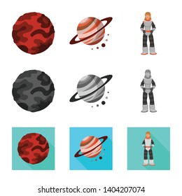 Vector illustration of astronomy and technology  logo. Collection of astronomy and sky vector icon for stock.